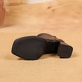 thumbnail image 4 of P-163 Brown Ladies Winter Fashionable Boots Back Zipper Chunky High Heel Solid Square Toe Casual Comfortable Short, 4 of 9