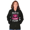 thumbnail image 4 of Faith Over Fear Breast Cancer Ribbon Zip Hoodie Sweatshirt Women Brisco Brands S, 4 of 6