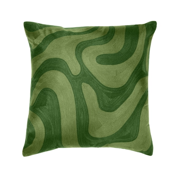 Temi Coker for Walmart Embroidered Decorative Pillow, 20" x 20", Green