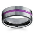 thumbnail image 2 of Purple Tungsten Wedding Band Black Tungsten Ring Gunmetal Tungsten Ring Anniversary Ring Men & Women Gray Tungsten Ring Comfort Fit, 2 of 2