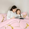 thumbnail image 5 of Manfei Pink Marble 2pcs Bedding Comforter Set,Watercolor Art Twin Comforter Sets,Stone Patter Breathable Bedding Set,Ultra Soft Teenager Bedroom Decor,Reversible, 5 of 8