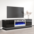 thumbnail image 2 of Shu WH-EF Fireplace TV Stand for TVs up to 80", Modern High Gloss 71" Entertainment Center, Electric Fireplace TV Media Console with Storage Cabinets, 2 of 5