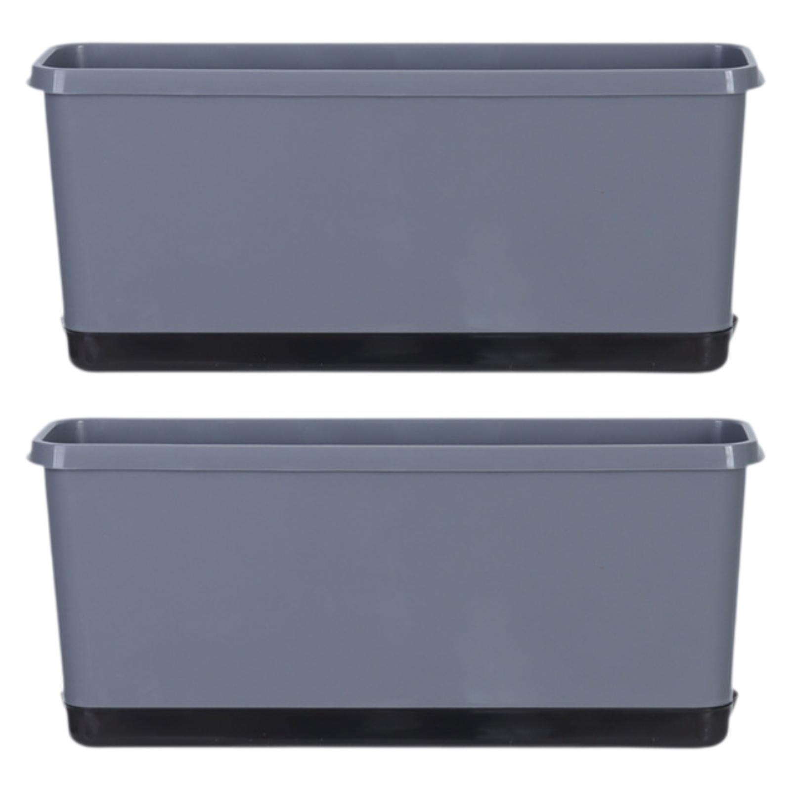 colaxi 2Pcs Window Box Planter Flower Pot with Drainage Holes with Absorbent Cotton Rope Versatile Accessories for Home Porch Sturdy Grey