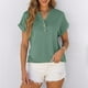 thumbnail image 2 of Blusas para las Mujeres Casual Verano Botón Sólido V-Cuello Suelto Camiseta, Moda Algodón/Lino Mezcla Blusa, 2 of 9