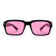 thumbnail image 3 of Hipster Gentleman Rectangular Mens Retro Vintage Vibe Plastic Sunglasses Black - Pink, 3 of 8