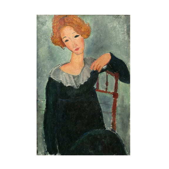 Amedeo Modigliani 'Woman with Red Hair, 1917' Canvas Art - 12 x 19 Inches