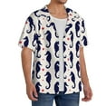 thumbnail image 4 of Naloa Seahorses and Hearts Men's Loose Fit Cuban Collar Short-Sleeve Shirt with Button-down and Chest Pocket for Everyday Wear Outings - Small, 4 of 7