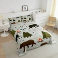 thumbnail image 4 of Happy Camping Comforter Set Full Size Hunt Bear Pine Trees Bedding Set Men Adults Cabin Room Decor Campfire Arrow Cartoon Quilt Set Outdoor Adventure Duvet Insert, 4 of 6