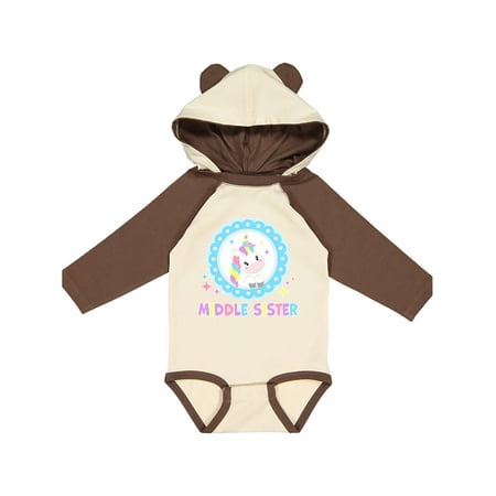 

Inktastic Middle Sister cute unicorn Gift Baby Girl Long Sleeve Bodysuit