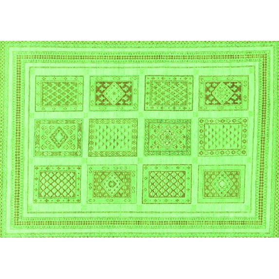 Ahgly Company Indoor Rectangle Abstract Green Modern Area Rugs, 2' x 3'