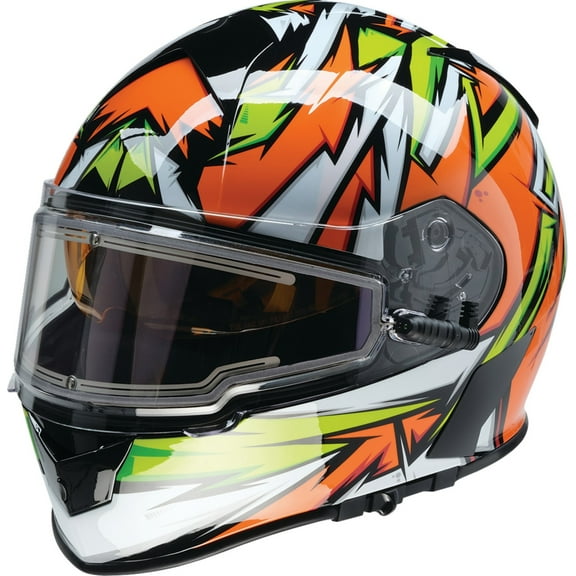 Z1R Warrant Neuron Snow Helmet w/Heated Electric Shield Orange/Green SM