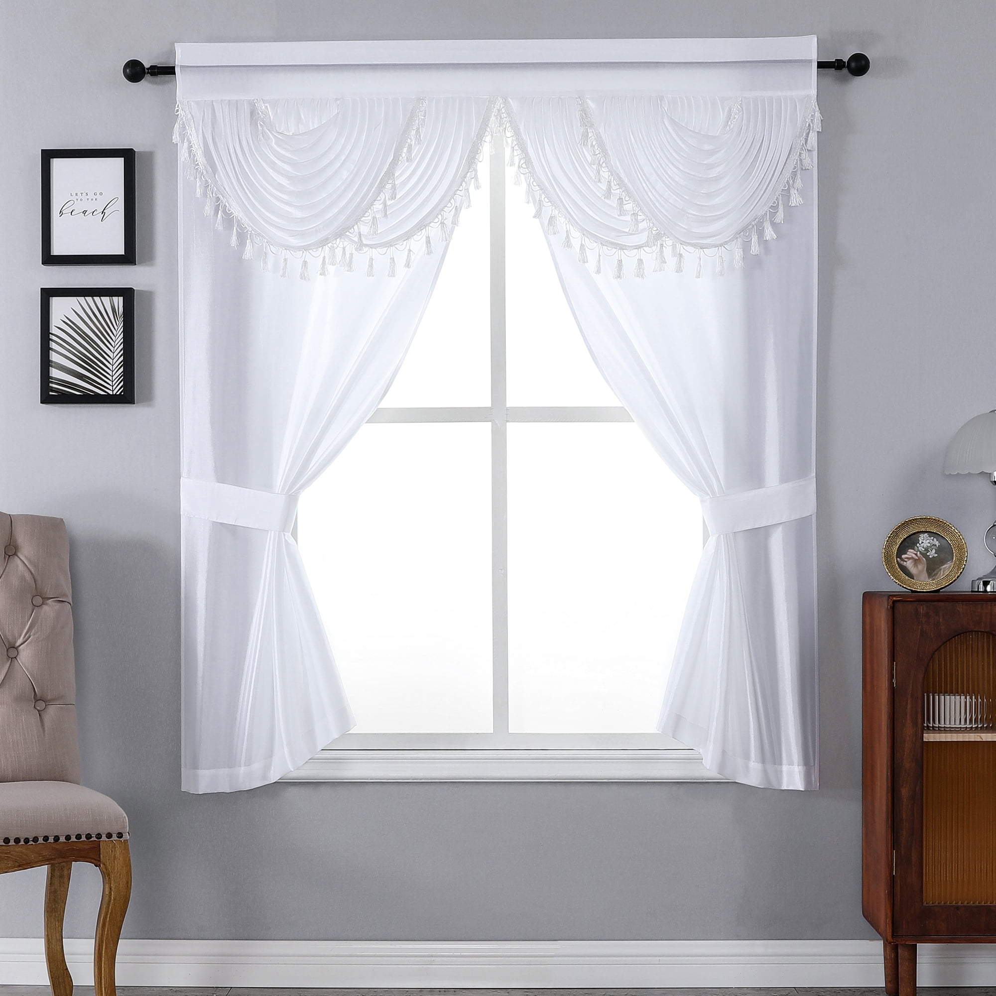 Regal Home Collections 5Piece Window Curtain Set with Valance and Tiebacks