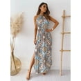 thumbnail image 4 of EIMELI Haute Splits Vacances Robe Femmes Floral Imprimé Robe Longue Robe d'Été Robe Décontractée, 4 of 5