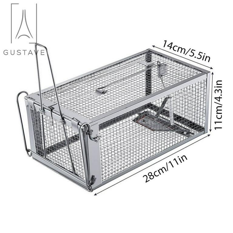Live Mouse Trap, 1 Pack Human Rat Trap, Reusable Rodent Trap Rat Trap  Stainless Steel Cage For Indoor And Outdoor Home Garden (26.5 X 14 X 11Cm)