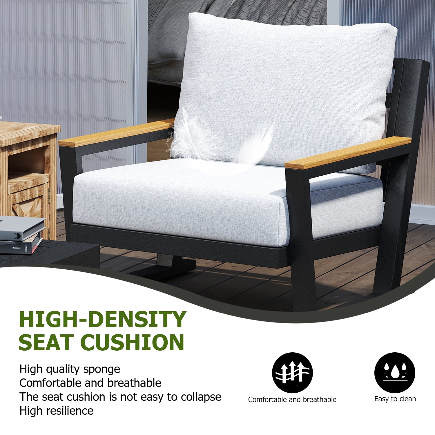 Aluminum Outdoor Patio Furniture Set 5 Seat, Patio Conversation Set with Durable Mesh Rope Weaving, Wide Armrests and Seats, Metal Sofa Set for Patio Grey