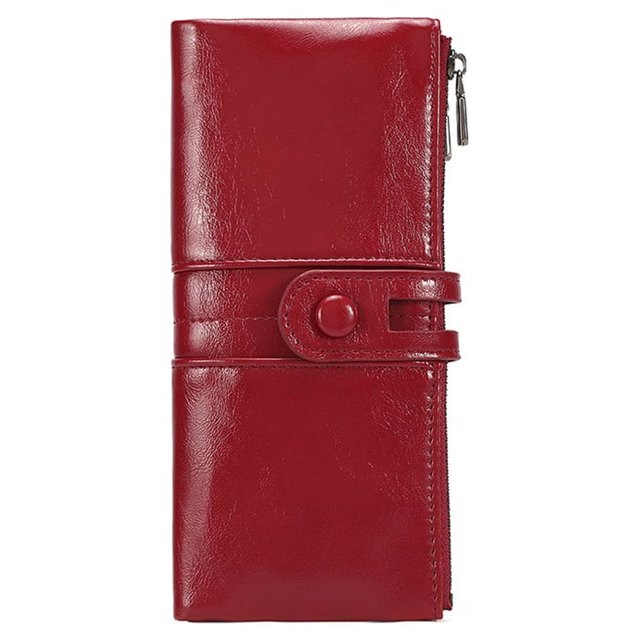 Cartera Larga Sonducket para Mujer Monedero con Cremallera Multifuncional de Lujo Color Rojo Vino
