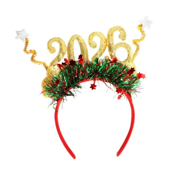 Diadema navideña para cosplay, tocado para aniversarios de Año Nuevo Oro