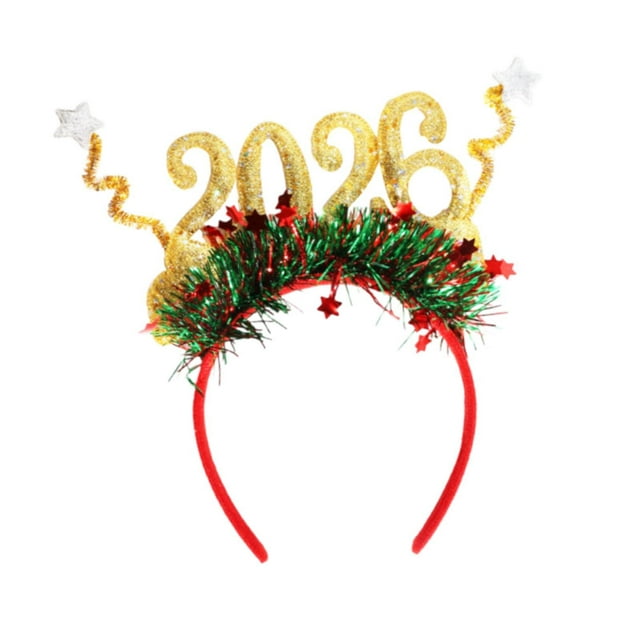 Diadema navideña, regalo de Navidad, tocado festivo para cosplay para mujeres y niñas, festivales. Oro
