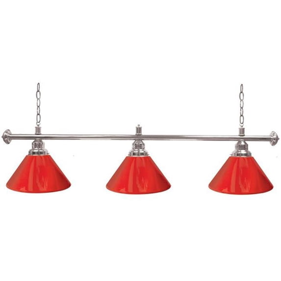 Trademark PB603S-RED Custom 3 Shade Billiard Lamp, Red & Silver
