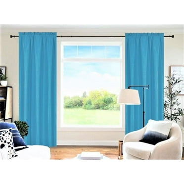 2- Pieces drapes Turquoise color blackout panel lined rod pocket 100% privacy window curtain treatment 84" Long each panel R64