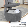 thumbnail image 5 of MoNiBloom Storage Ottoman with Padded Seat, Modern Cotton-linen Footrest, Round Seat Stool, Dark Gray, 5 of 8
