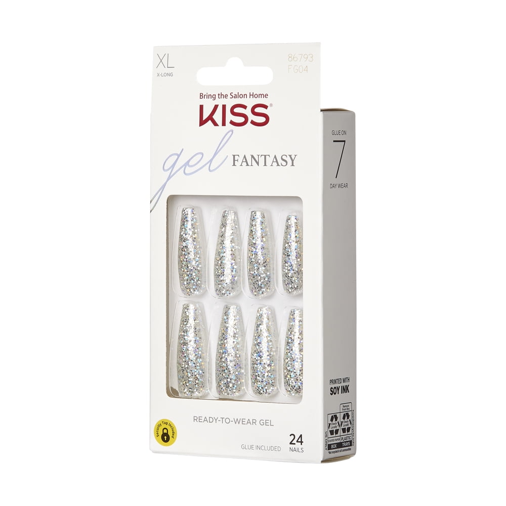 KISS Gel Fantasy Ready-to-Wear Fake Nails, ‘Best Friend’, 28 Count