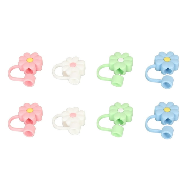 Tapones de silicona para popote, 8 fundas a prueba de polvo, protector decorativo reutilizable, puntas de paja inodoras para fiestas, compras y hogar