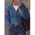 thumbnail image 4 of PRETTYGARDEN Women's Cable Knit Cropped Cardigan Sweaters Oversized Sweater, Long Sleeve Zip Up Jacket, Collared Neck, Ribbed Hem, Cozy Soft Casual Wear, Fall Clothes Winter Outerwear, 4 of 9