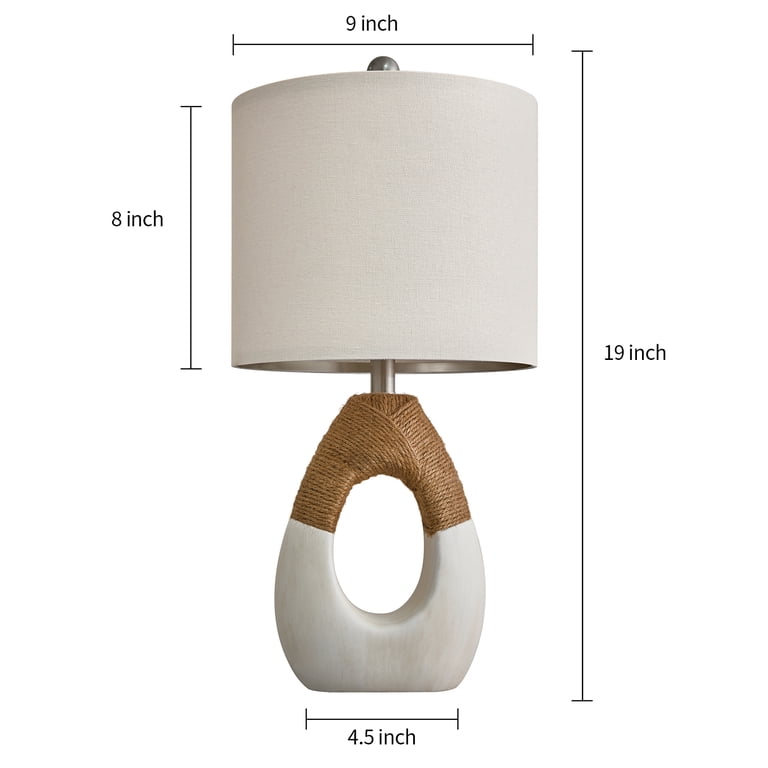 Oneach 19" Boho Table Lamp Set of 2, White Resin photo 2