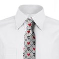 thumbnail image 2 of Skull Necktie, Skulls Red Hearts, Dress Tie, 3.7", Grey Red Coconut, by Ambesonne, 2 of 3