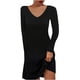 thumbnail image 1 of Mini vestido de Manga larga Fridja con Cuello en V negro informal sexy para mujer a la Moda S, 1 of 7
