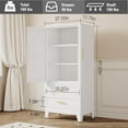 thumbnail image 2 of 61” Metal Storage Cabinet with 2 Doors, 3 Adjustable Shelf and 2 Drawers, Pantry Cabinet, Armoire Wardrobe Closet for Home Office, Bedroom, Living Room (White), 13.78" D x 27.56" W x 61.02 "H, 2 of 8