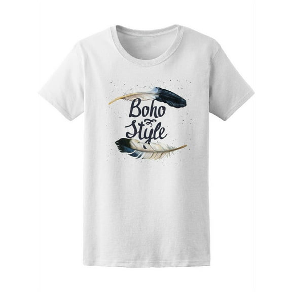 Boho Style Feather T-Shirt Women -Image by Shutterstock, Female x-Large