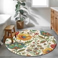 thumbnail image 4 of Bohemia Flowers Round Living Room Rugs 4 ft, Color Vintage Pesley Floral Leaf Plant Pattern Washable Area Rug with Non-Slip Sturdy Edge Binding Round Carpet for Entryway Kitchen Bedroom Bathroom, 4 of 9