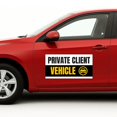 thumbnail image 1 of Private Client Vehicle Car Magnet Sign by DC | Flexible Car Magnetic Sheets with Adhesive Backing | 12"x24" Bumper Magnet Sticker for Vehicles, Trucks & Business Advertising Signs| 2 PC | Made in USA, 1 of 7