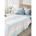 thumbnail image 5 of Colorful Striped Flat Sheets Only King Size, Soft Breathable Bed Top Sheets for Mattress, Rainbow Color Stripes Luxury Bedding Flat Sheets for Home Hotel Bedroom Bed Protection, 5 of 9