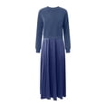 thumbnail image 4 of zaveiop Ladies' Fashion Solid Color Knitted Long Sleeve Hoodie Spliced Crimson Dress Round Neck Headless Hoodie Spliced Crimson Dress (Z4-Blue, S), 4 of 9