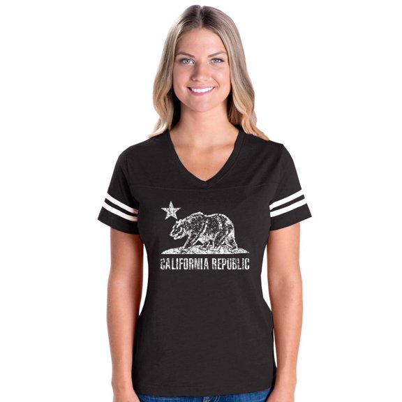 Womens California Cali Football V-Neck T-Shirt
