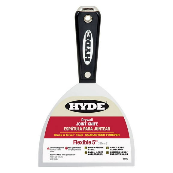 5" Hyde 02770 Black & Silver Carbon Steel Flexible Joint Knife with Hammerhead End