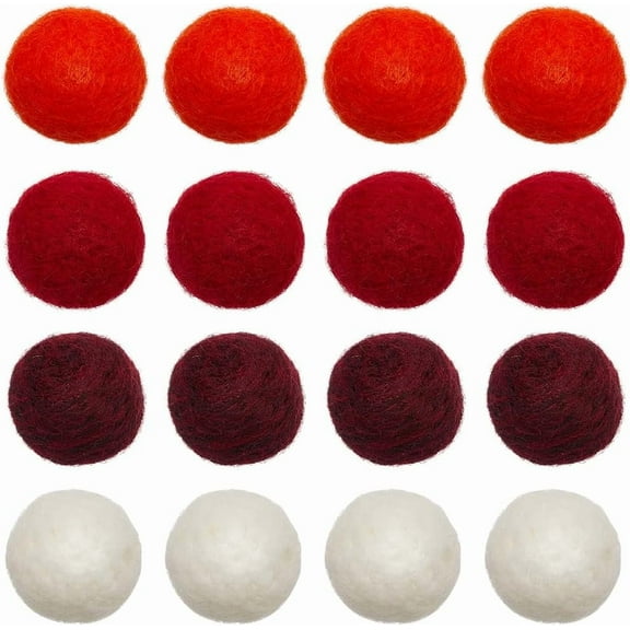 40Pcs 4 Colors Wool Felt Balls Pom Pom Balls for DIY Decoration Accessories Red 20mm 10pcs/color