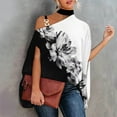 thumbnail image 2 of Fesfesfes Womens Tees Women Casual Half Sleeve Halter Neck Off Shoulder Printed And Solid Loose Pullover Blouse Tops Womens Work Shirts XL(US:10), 2 of 6
