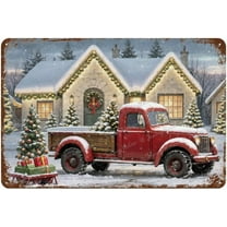 Funny Tin Sign, Red Truck Lovers Gift, Christmas Decorative Metal Sign for Party Home Office Coffee Bar Club Man Cave Wall Decor, Vintage Farmhouse Tin Sign 12x8 inches