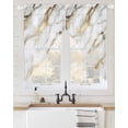 thumbnail image 2 of Modern White Gold Swag Valances for Windows, Abstract Marble Geometric Rod Pocket Sheer Valances for Large Windows, Swag Toppers Light Filtering for Kitchen Living Room 2 Panels 36''x63'', 2 of 6