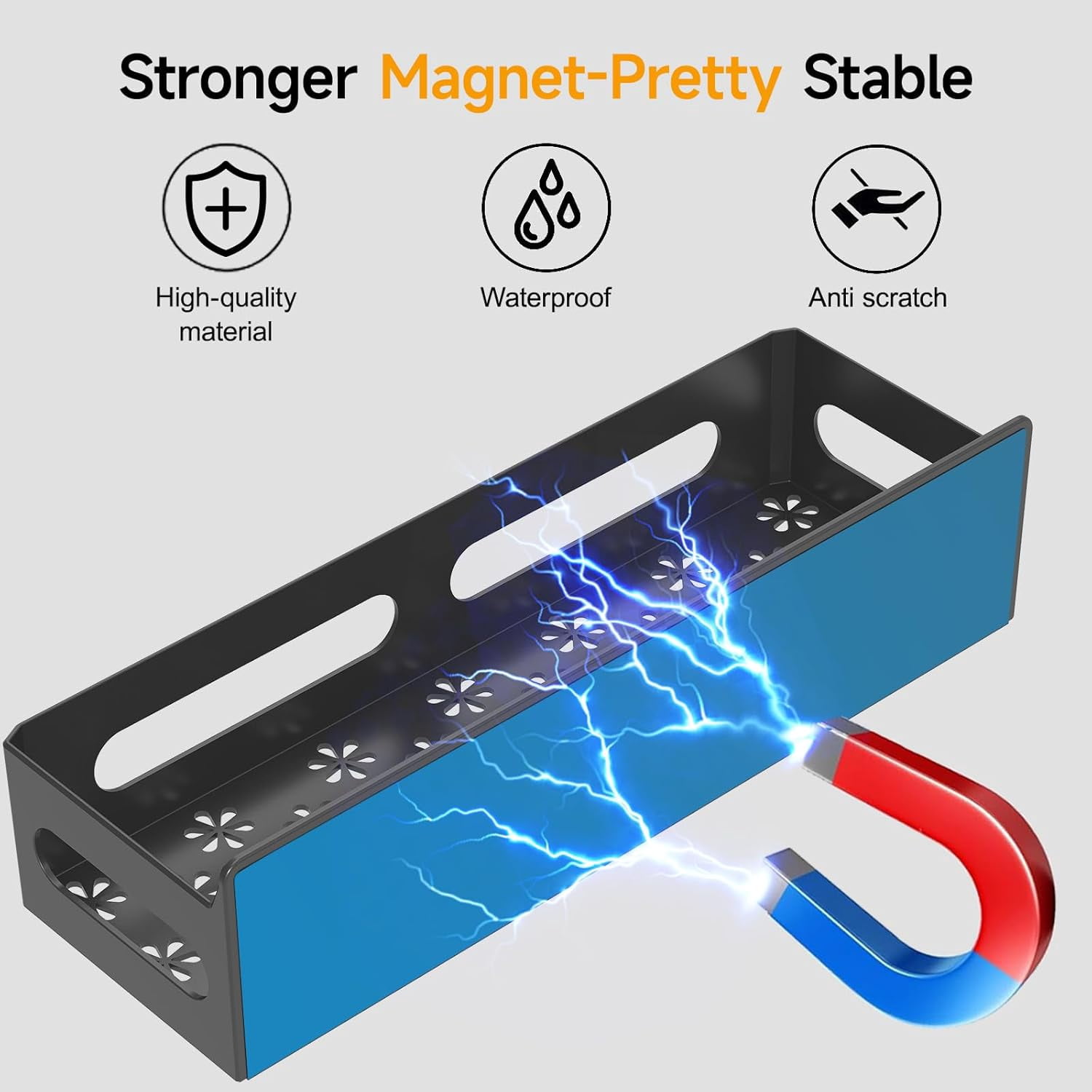 4 Pack Magnetic Spice Rack for Refrigerator - Strong Magnetic Shelves with Hooks, Metal Fridge Organizer for Kitchen Spice Storage, Space Saving Multipurpose Shelf, Black