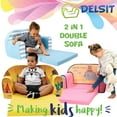 thumbnail image 6 of Delsit Toddler Couch and Kids Flip Open Foam Double Sofa, Mint Cubes, 6 of 8