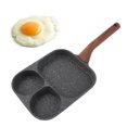 thumbnail image 1 of Sartén Antiadherente Para Huevos, Sartén De Fondo Plano De 3 Secciones Con Resistente Al Calor, Sartén Negra Para Desayuno Con Conductividad Térmica Uniforme, 1 of 7