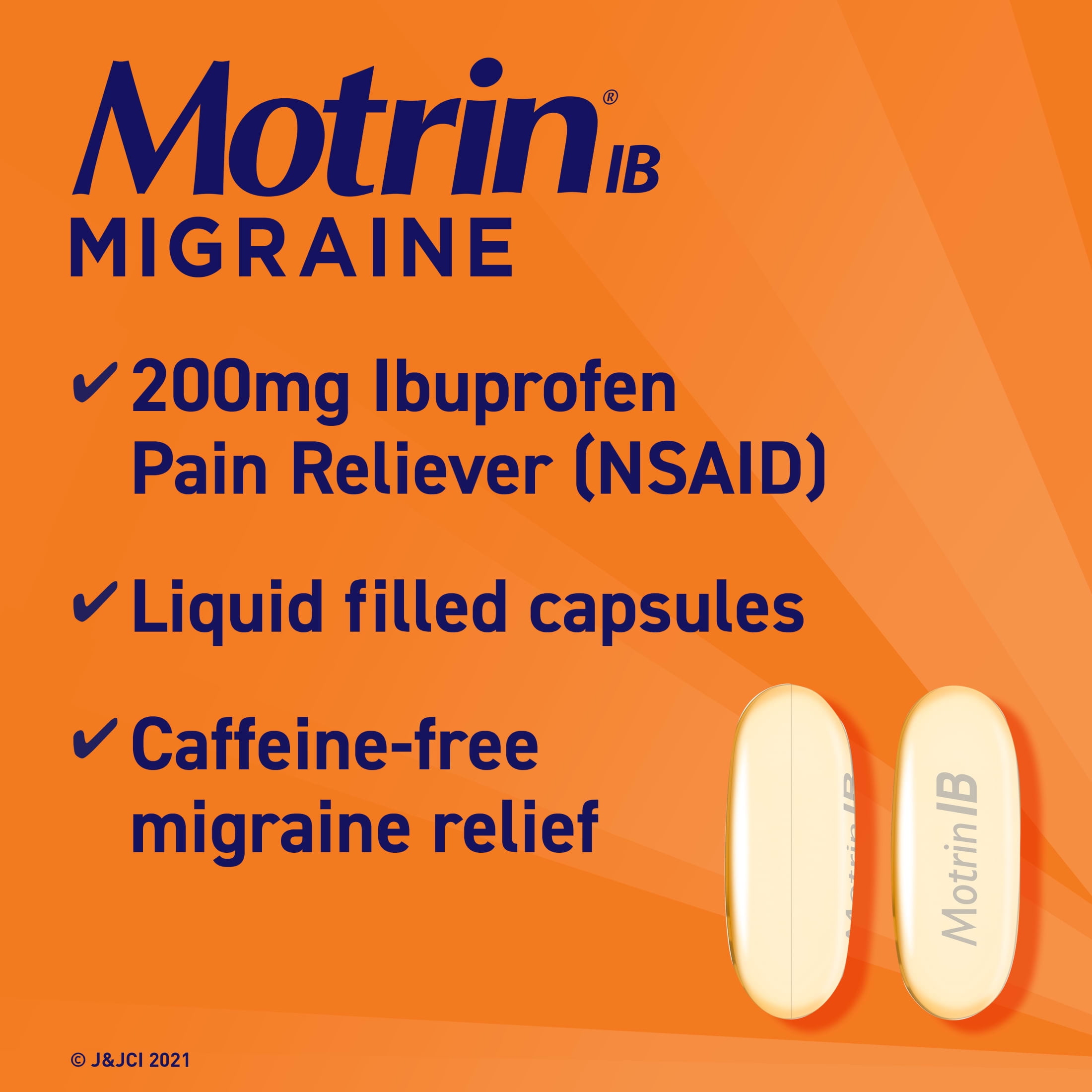 (3 pack) Motrin IB Migraine Relief Liquid Gel Capsules, 200 mg Ibuprofen, 80 Count