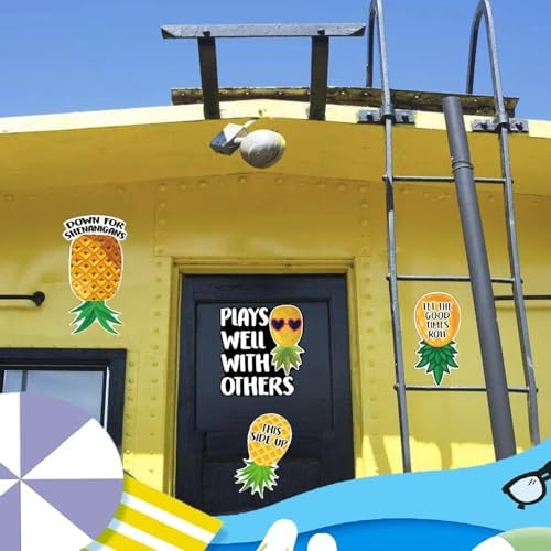 -4 PCS Pineapple Magnets - Reusable Pineapple Decorative Magnetic Strips for Cruise Doors, Cabin, Refrigerators, and Cars