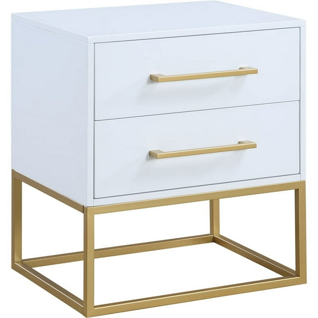 Meridian Furniture Table de Nuit Maxine Finition Blanche Riche