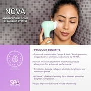Spa Sciences NOVA Facial Cleansing Brush, Sonic Facial Cleansing for Exfoliation, Includes Antimicrobial Brush, Sensitive Skin Brush, and Serum Infuser, Mint